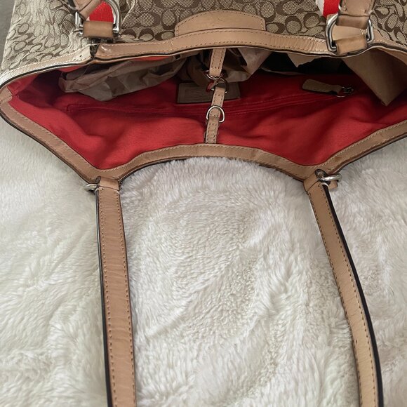 Coach Signature Orange Stripe Devin Shoulder Bag F26131 - Picture 6 of 11